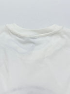 White short-sleeve T-shirt back neckline and shoulder seam.