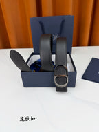 Dior belt set: dark leather straps with oval D buckle