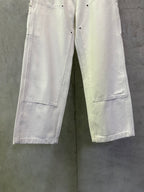 Prada white cargo pants with stitched panel seams and side pocket