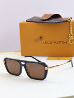 Louis Vuitton sunglasses with black frames and brown lenses