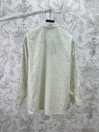 Light blue striped long-sleeve shirt with pointed collar and button back yoke