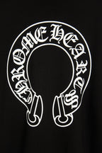 Black hoodie chest graphic with large oval/circular white logo