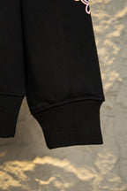 Black hoodie ribbed sleeve cuff