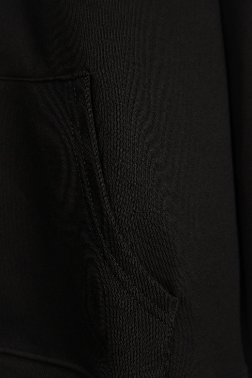 Black hoodie sleeve seam and ribbed cuff