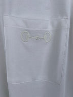 Gucci white T-shirt fabric with embroidered chain-link logo on chest