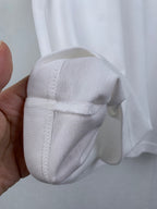 Gucci white T-shirt fabric texture close-up at shoulder seam