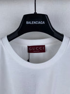 Gucci white crew-neck T-shirt with neckline Gucci label