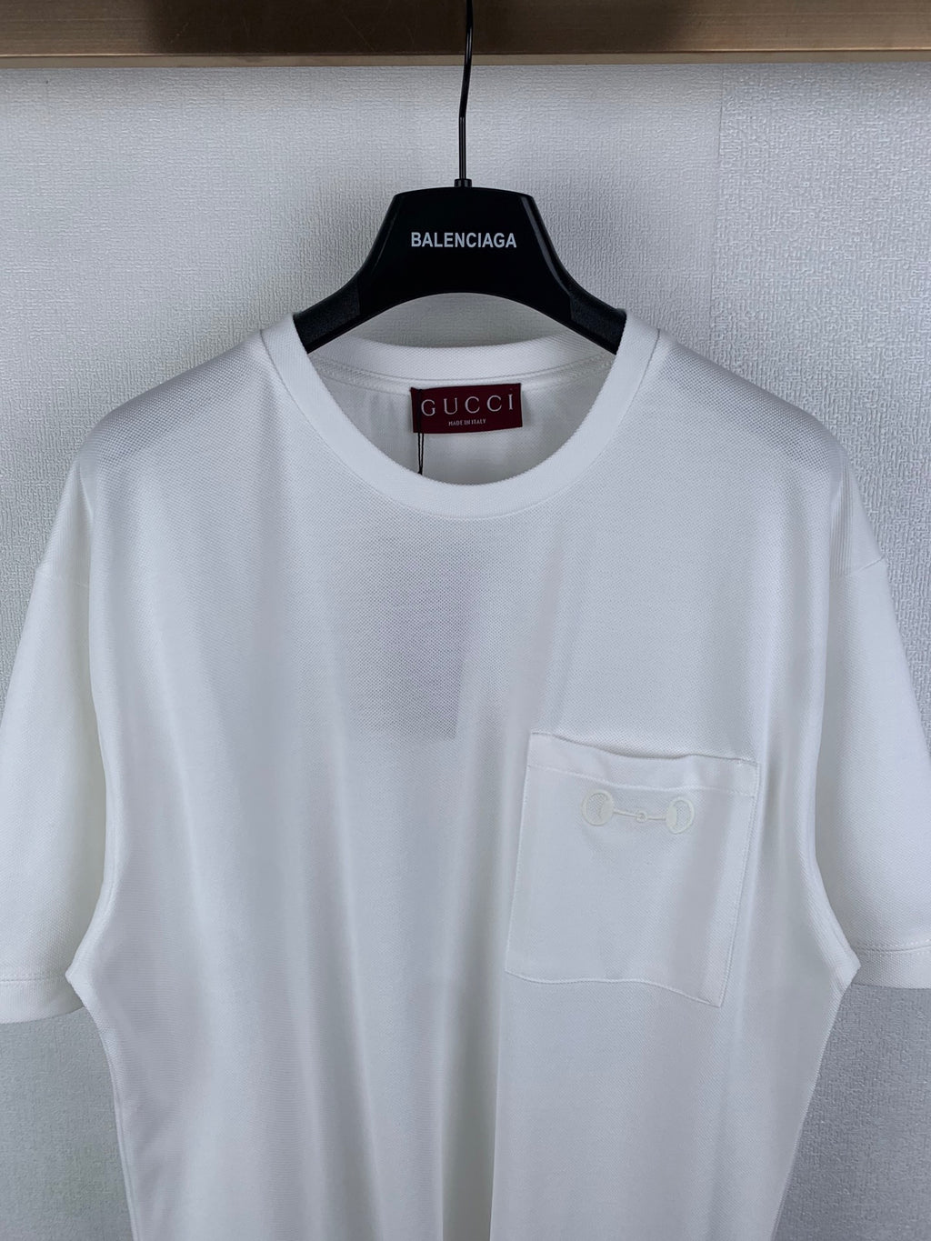 Gucci white crew-neck T-shirt with chest pocket detail