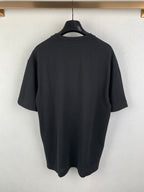 Dark charcoal crew-neck short-sleeve T-shirt, back view
