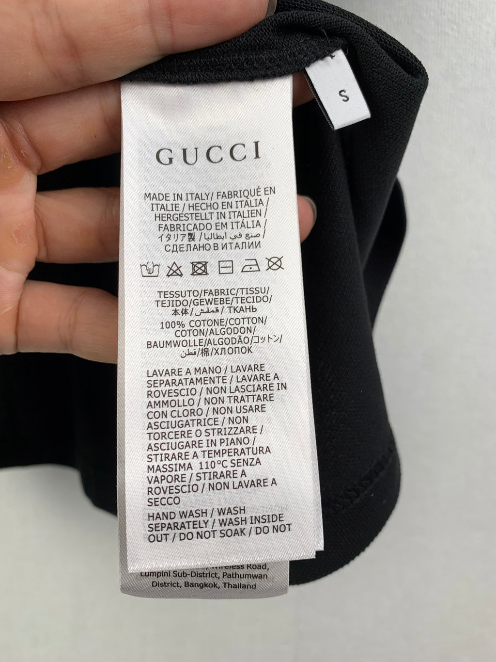 Gucci black shorts with interior size and care label, folded waistband