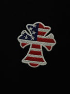 Embroidered USA angel patch on black fabric
