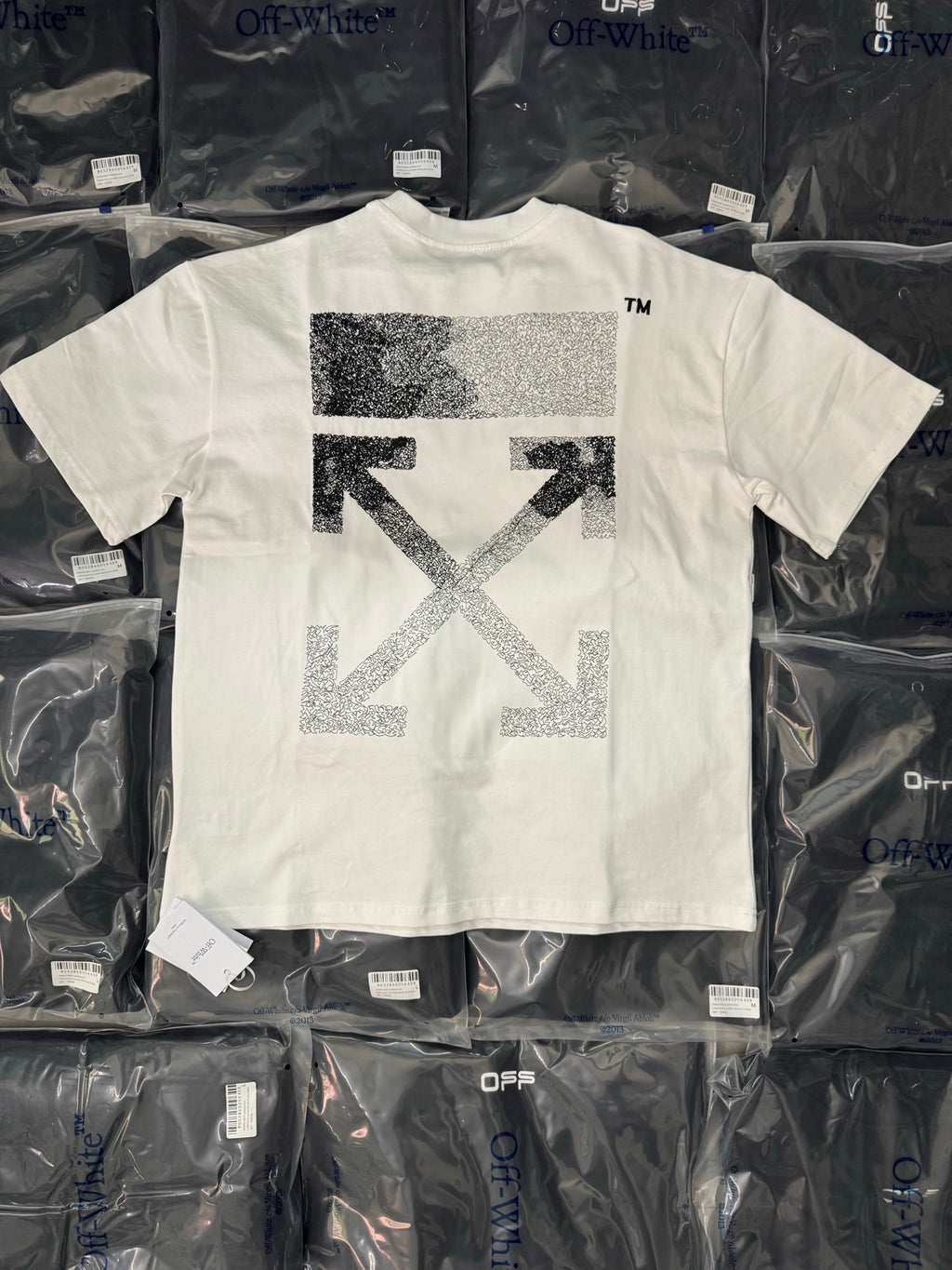Off-White graphic T-shirt with large X print on front, off-white crewneck
