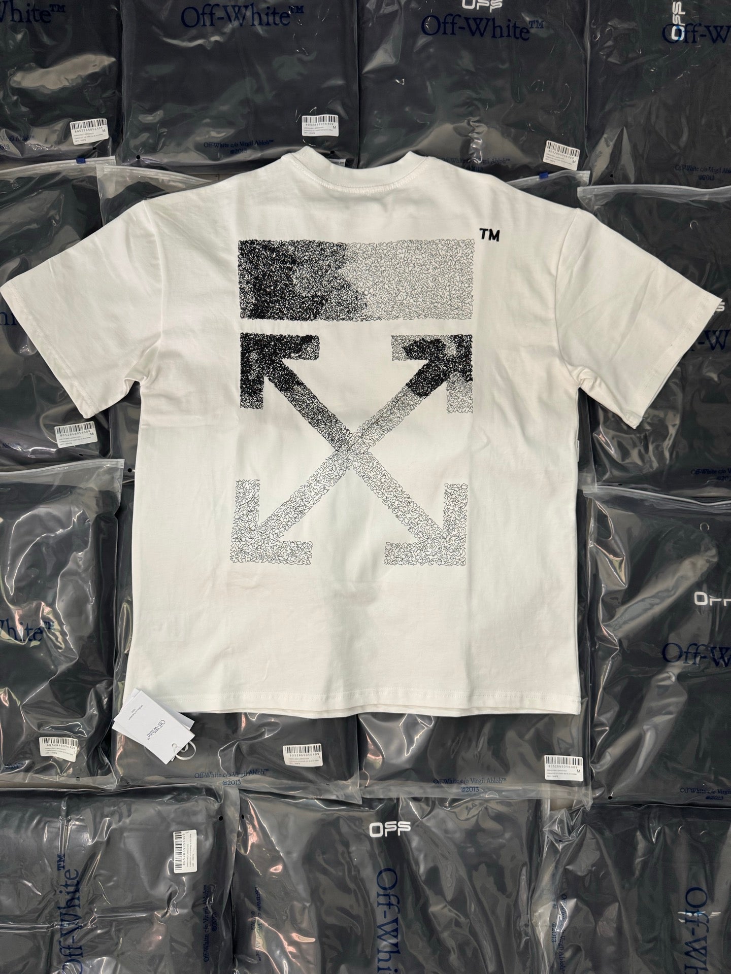 Off-White graphic T-shirt with large X print on front, off-white crewneck