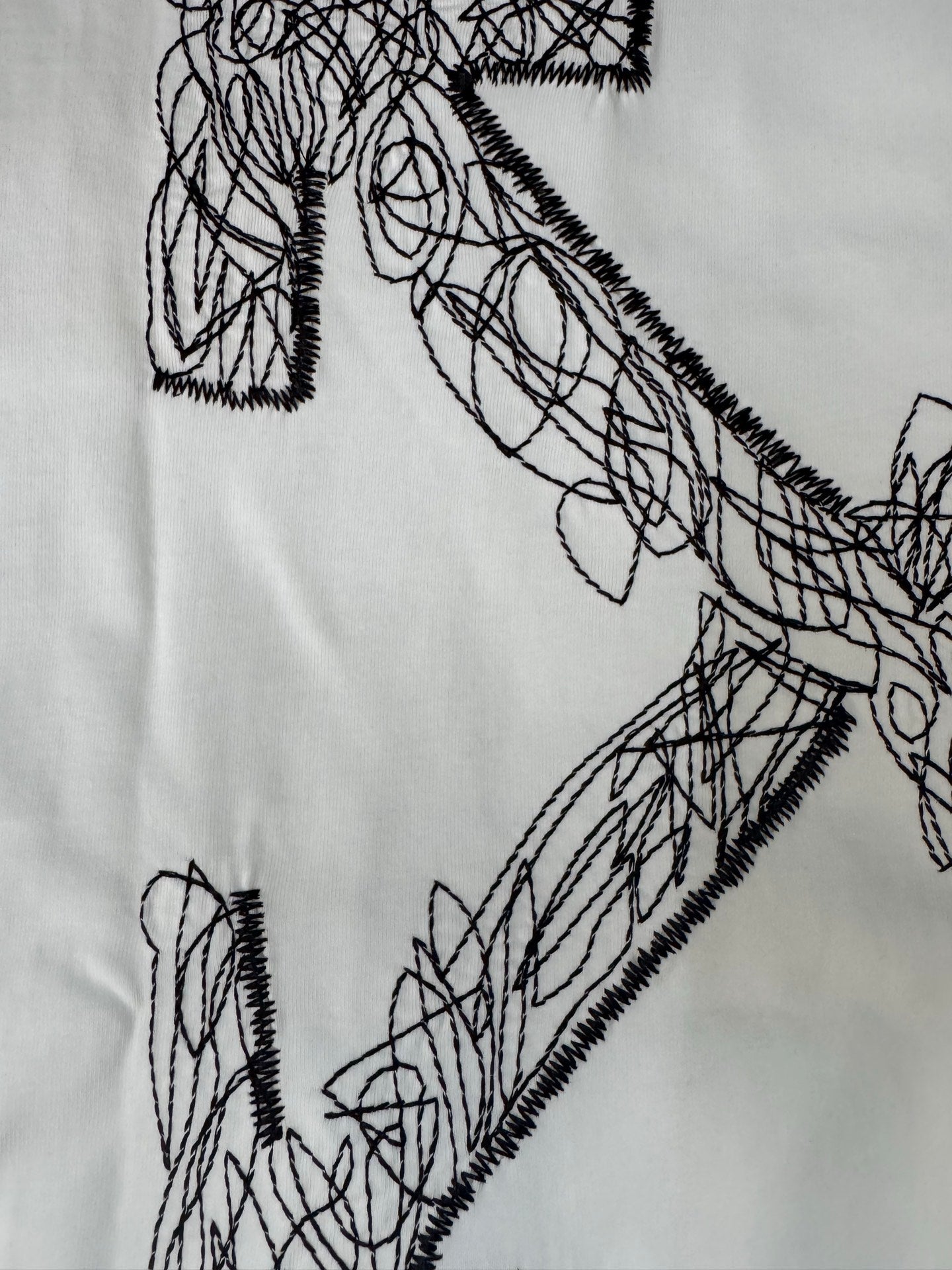 Off-White off-white T-shirt with black line-art overlapping shapes