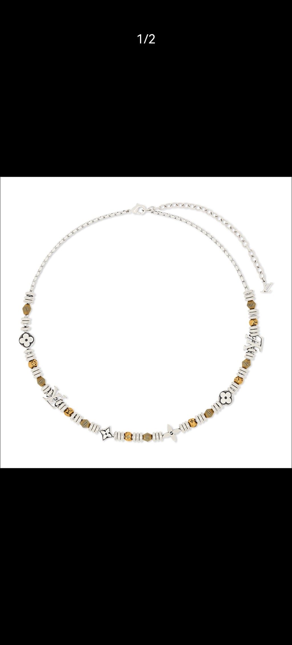 Louis Vuitton silver-toned beaded necklace with multicolor charm beads
