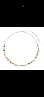 Louis Vuitton silver-toned beaded necklace with multicolor charm beads