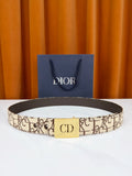 Dior belt with beige monogram canvas strap and gold-tone 'CD' buckle