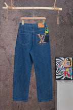 Louis Vuitton blue denim pants with front pockets and button closure