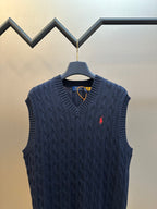Ralph Lauren navy sleeveless sweater vest, V-neck and small polo logo