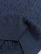 Ralph Lauren navy sweater vest sleeve edge with ribbed cuff and cable knit
