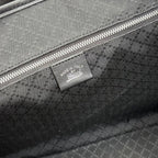 Gucci tote bag close-up of inside pocket label with zip and GG monogram lining