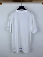 White short-sleeve T-shirt with back small center emblem
