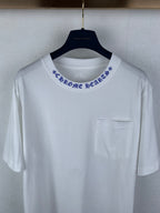 White short-sleeve T-shirt with crew neck and chest pocket