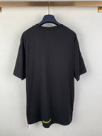 Black crew-neck T-shirt plain back view with short sleeves