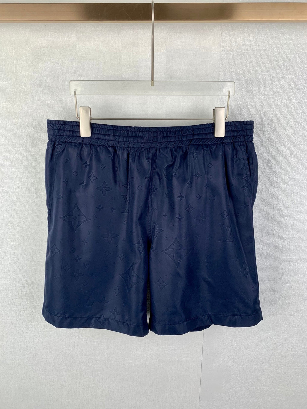 Louis Vuitton monogram shorts with elastic waistband, dark navy fabric