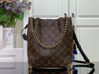 Louis Vuitton monogram bag with chain shoulder strap, dark brown front
