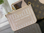 Louis Vuitton monogram small crossbody pouch in beige with gold-tone clasp and strap