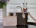 Louis Vuitton monogram tote bag and small crossbody pouch, pale strap, gold hardware