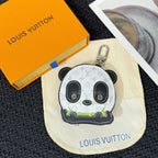 Louis Vuitton panda key pouch with metal key ring and white monogram face