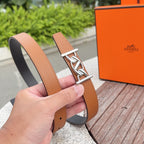 Hermes belt tan leather with silver buckle and strap eyelets