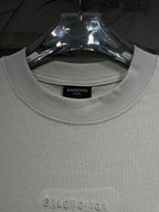 Balenciaga crewneck T-shirt, light gray, collar and printed logo on chest