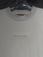 Balenciaga crewneck T-shirt, light gray, neckline with printed logo