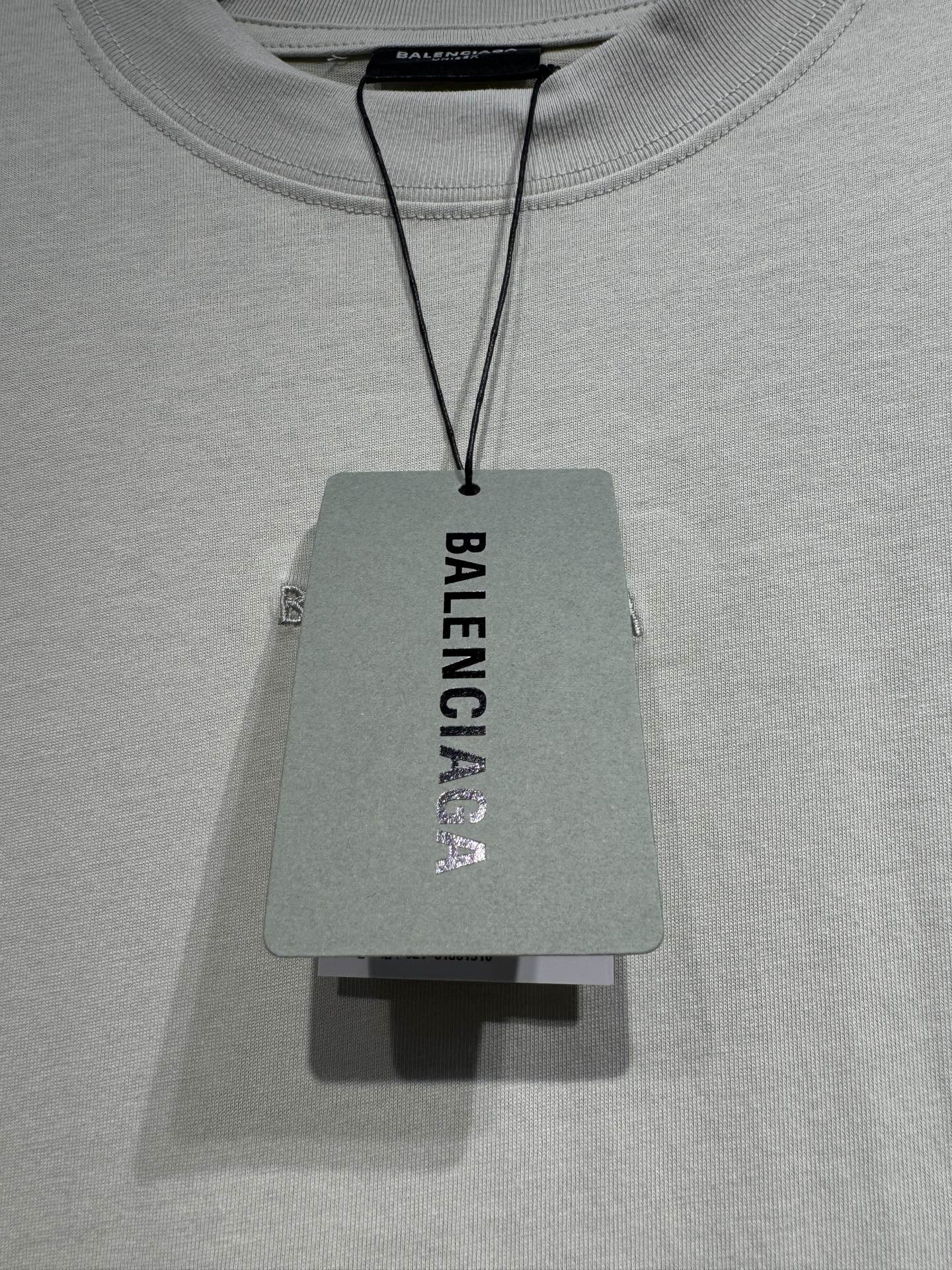 Balenciaga T-shirt with branded hang tag, light gray crewneck