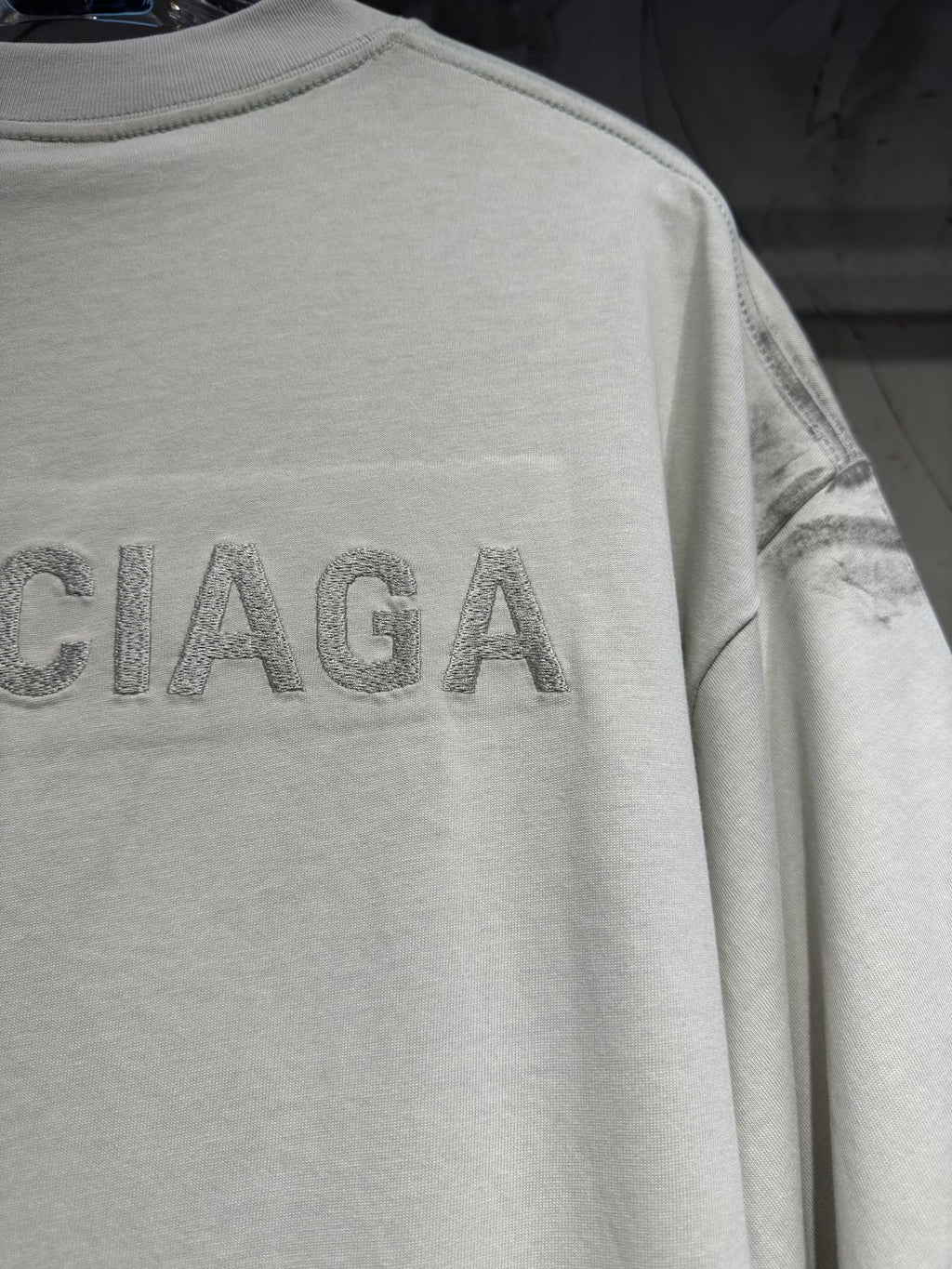 Balenciaga short-sleeve T-shirt back view with large BALENCIAGA logo letters