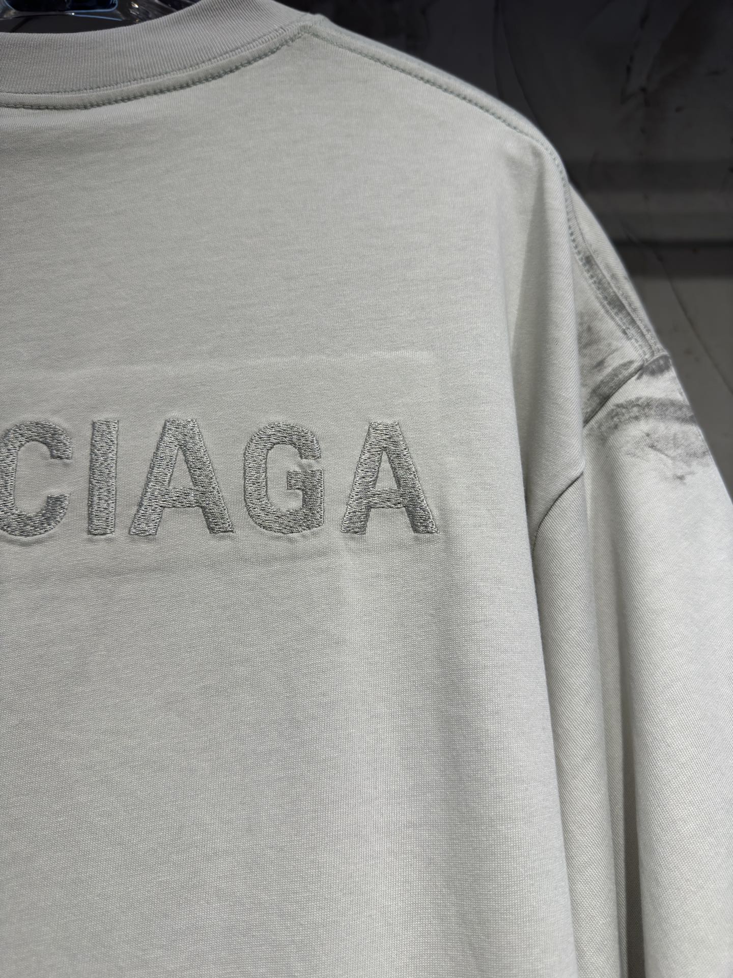 Balenciaga short-sleeve T-shirt back view with large BALENCIAGA logo letters