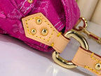 Louis Vuitton fuchsia shoulder bag strap end with gold lobster clasp and leather tab