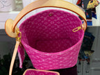 Louis Vuitton monogram bag, purple with beige handle and shoulder strap