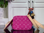 Louis Vuitton monogram crossbody bag, purple with beige strap and top handle