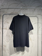 Black Balenciaga crewneck T-shirt on hanger, plain front with short sleeves
