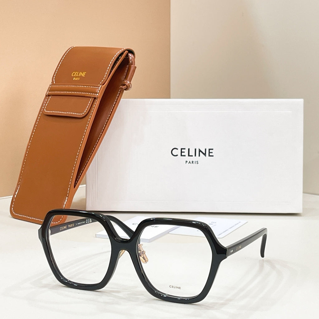 Celine square eyeglasses with black frame and clear lenses