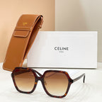 Celine square eyeglasses with tinted lenses and tortoiseshell frame