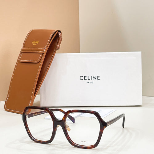 Celine rectangular eyeglasses with tortoiseshell frame and clear lenses