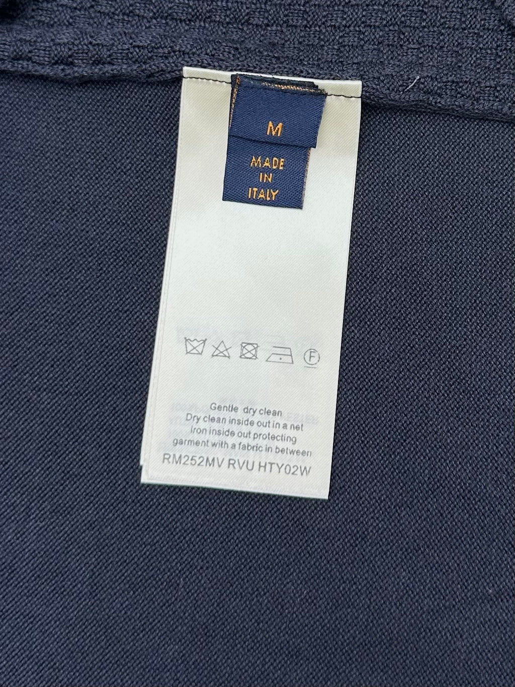 Navy polo shirt size M care label marked Made in Italy
