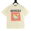 Cream short-sleeve T-shirt with Gucci Hello Kitty graphic on front