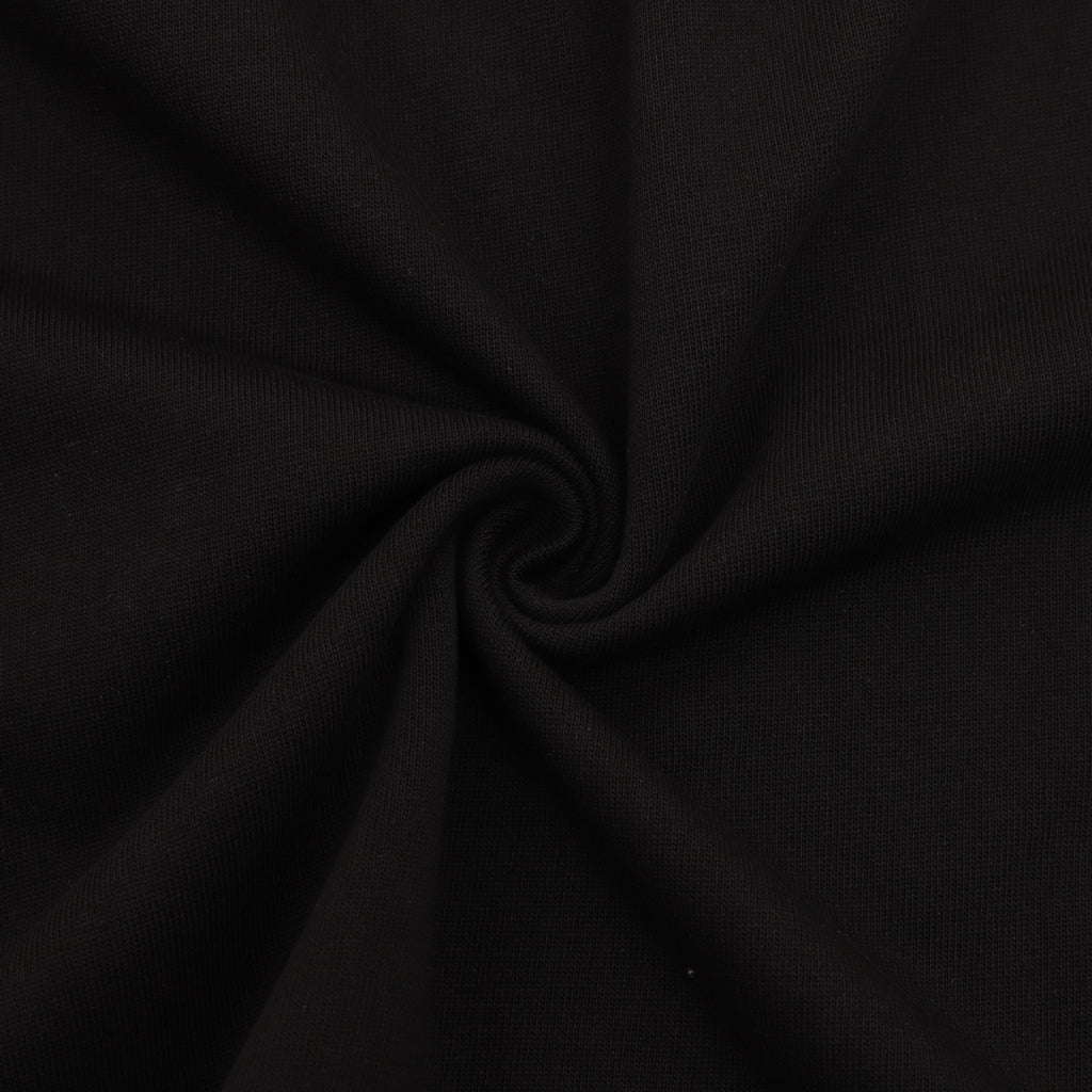 Black T-shirt fabric with visible knit texture
