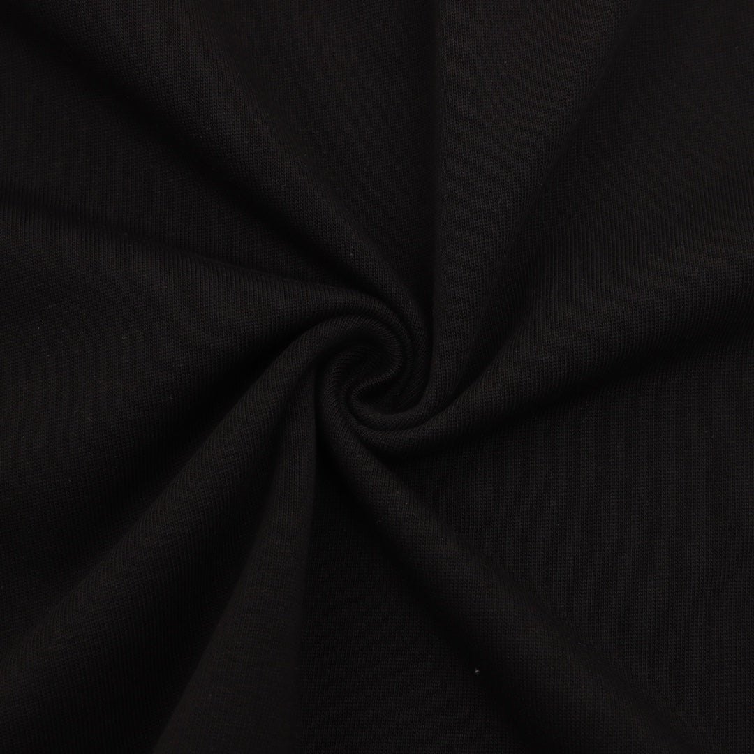 Black T-shirt fabric with visible knit texture